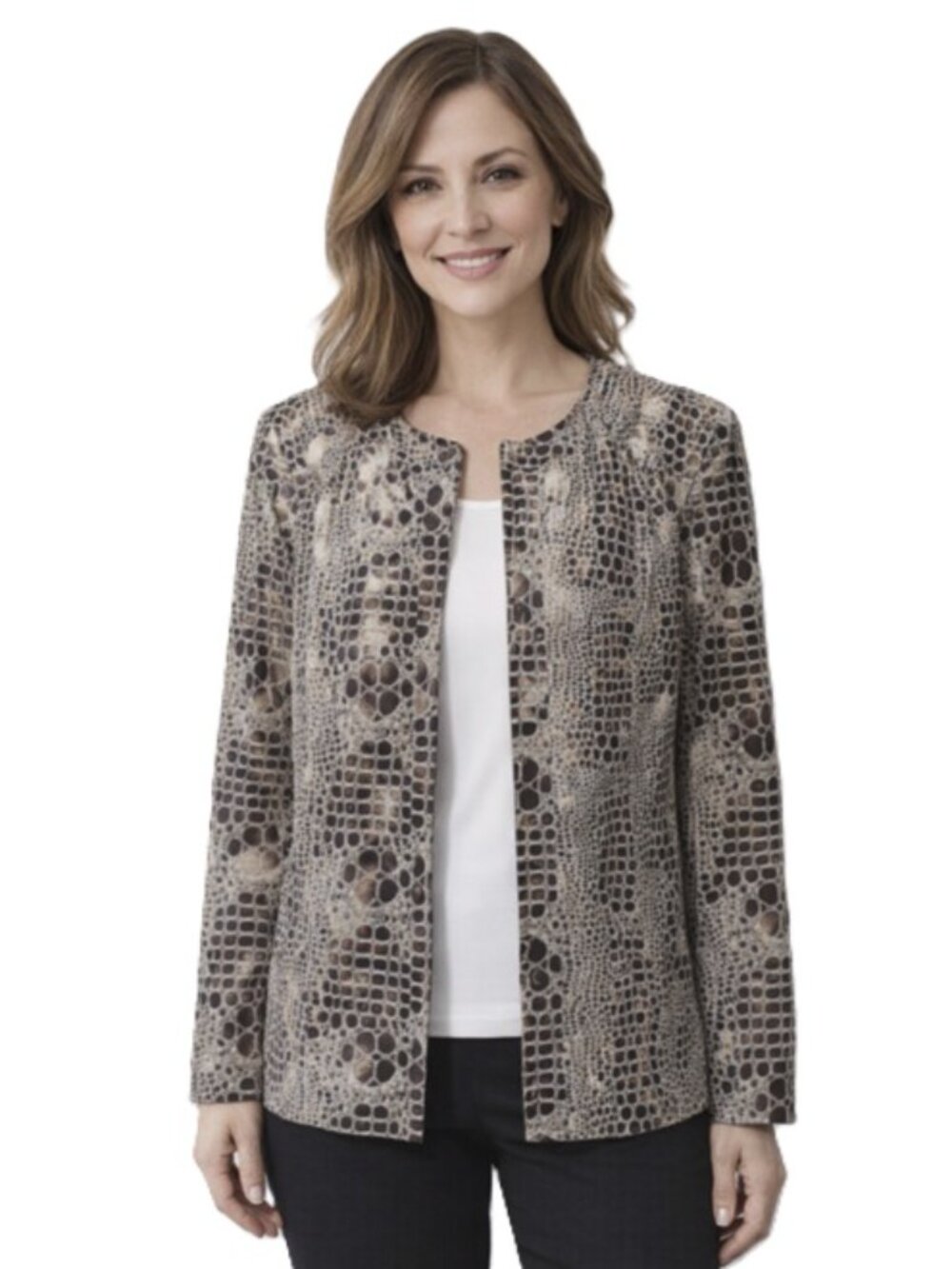 Elementz Full Zip Faux Leather Long Sleeve Reptile Print Jacket